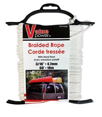 TK BRAIDED ROPE W/HAND REEL VALUE POWER 3/16